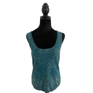 Calvin Klein Teal Tank Top with Silver Speckles‎ Sleeveless Casual Everyday NWT